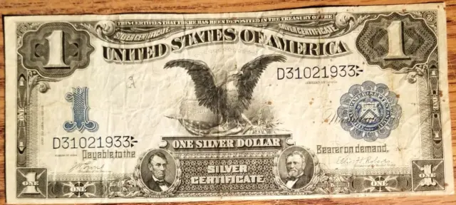 Series of 1899 Large One Dollar Black Eagle Silver Certificate Blue Seal Note