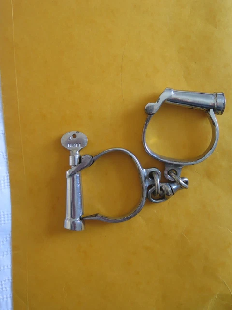 Hiatt Vintage British Made Handcuffs Stamped A on Key.