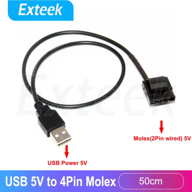5V USB Power to 4Pin Molex(2Pin Wired) 5V Female Power Converter Cable 50cm