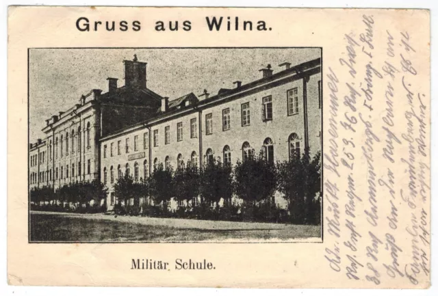 Military School in Wilna,  Lithuania, 1915 by German Fieldpost to Germany