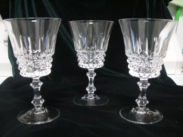 W.M. Dalton French Lead Crystal Verite Pattern Set of 3 Goblets Made in France