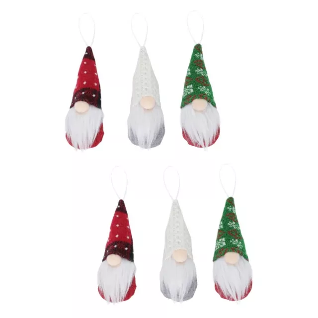 6 Pcs Gesichtsloser Alter Mann-Anhänger Baumwolle Ältere Christbaumschmuck