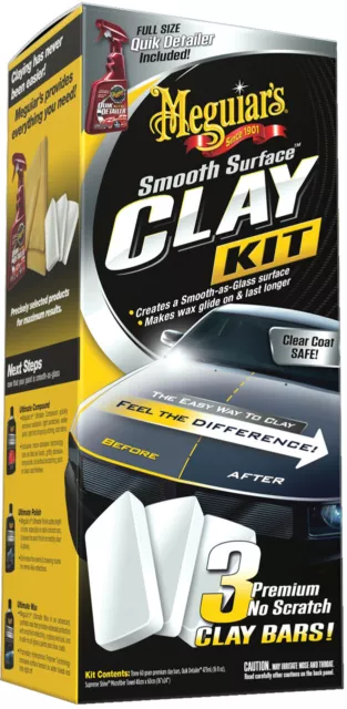 Meguiars Smooth Surface Clay Kit 3x60g Reinigungsknete + Quik Detailer + Tuch