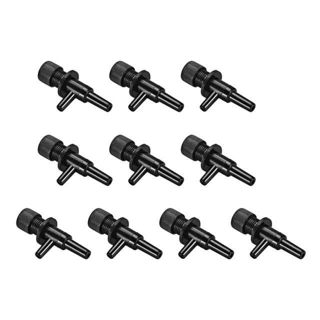 Aquarium Air Valve 2 Way Air Pump Control Valves for Fish Tank Black 10Pcs