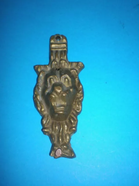 Antike griechische Bronzetafel / Figur mit Löwenkopf aus dem 19. Jahrhundert 2