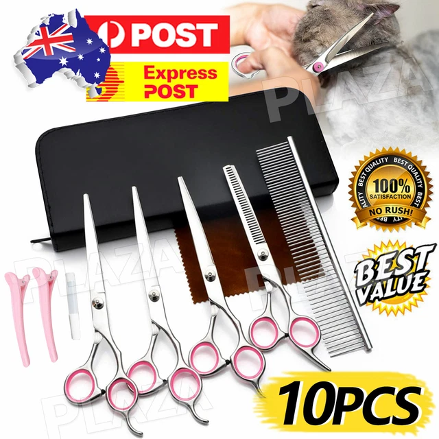 10X PET GROOMING Scissors Set Straight Curved Dog Cat Cutting Thinning ...