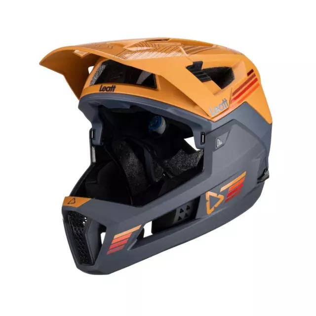 casco integrale mtb 4.0 enduro con mentoniera removibile arancio/blu LEATT bici