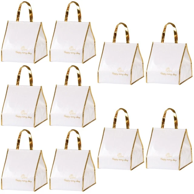 10 piezas Bolsa de Alimentos Portátil Diseño Manija Bolsa de Alimentos Aislada Bolsa de Alimentos Aislada