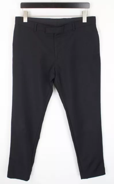 SANDRO Moon Trousers Men's (EU) 42 Slim Fit Wool Blend Zip Fly Dark Blue