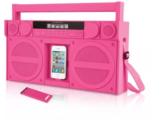 iHome iP4 Portable FM Stereo Ghettoblaster / Boombox für iPhone 4 und iPod, Pink