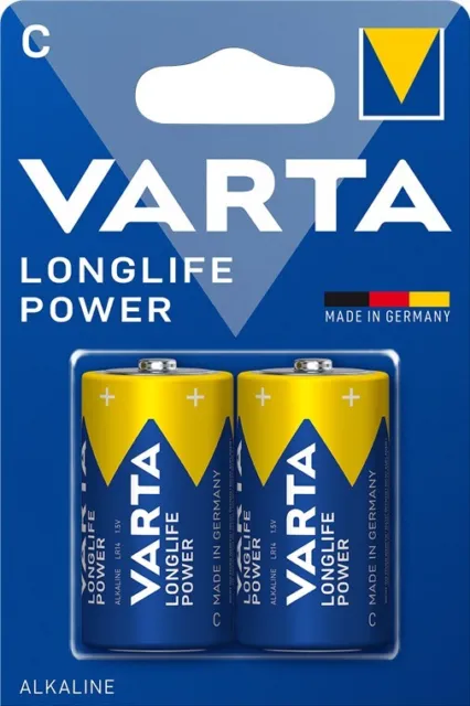 Varta Longlife Power Alkali Mangan Batterie LR14/C Baby 1,5 V (2er Blister)
