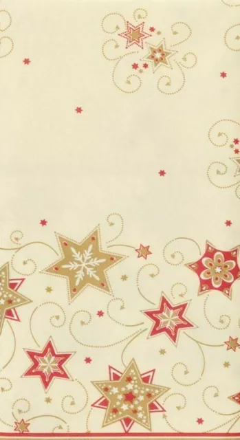 Mitteldecke Airlaid(Papier) 80x80 cm stars & swirls Sterne creme beige rot gold
