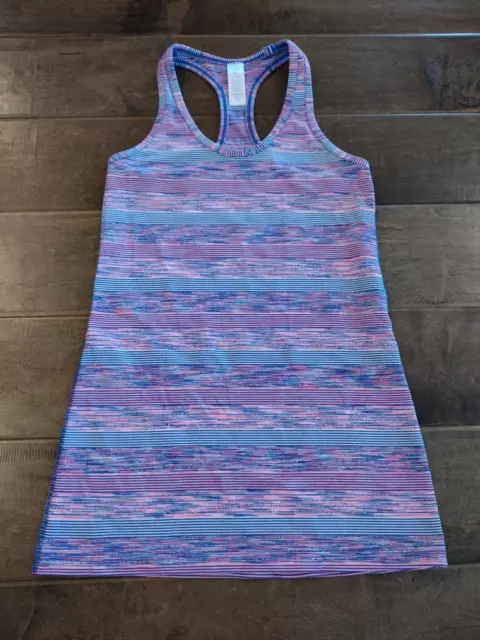 IVIVVA by LULULEMON Girls purple striped racerback tank top, size 12