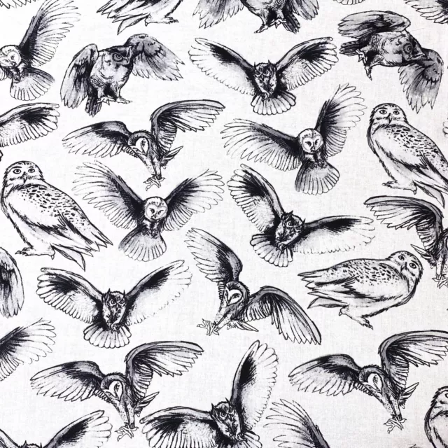 Sketched Owls Woodland Owls Animal Sewing Quilting Cotton Fabric FQ