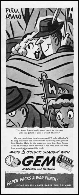 1944 Peter Arno comic art GEM Razors & Blades vintage print ad adL38