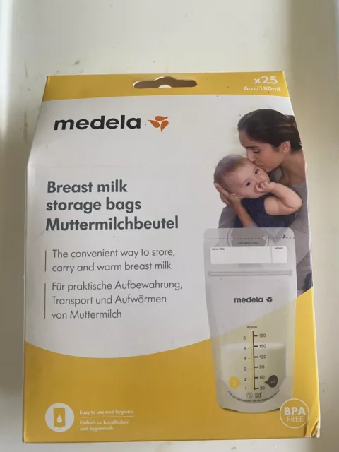 Medela Breast Milk Storage Bags - Pack Of 25 - Brand new In Unopened Box