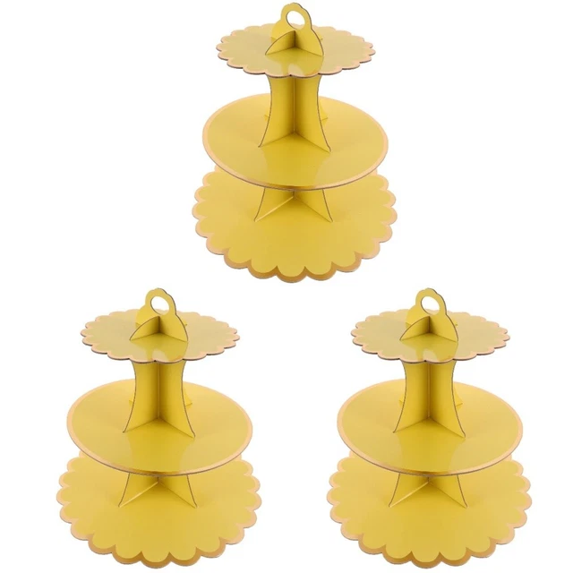 3 Set Portatorte Con Carta Tre Livelli Supporto Macaron Tre Piani