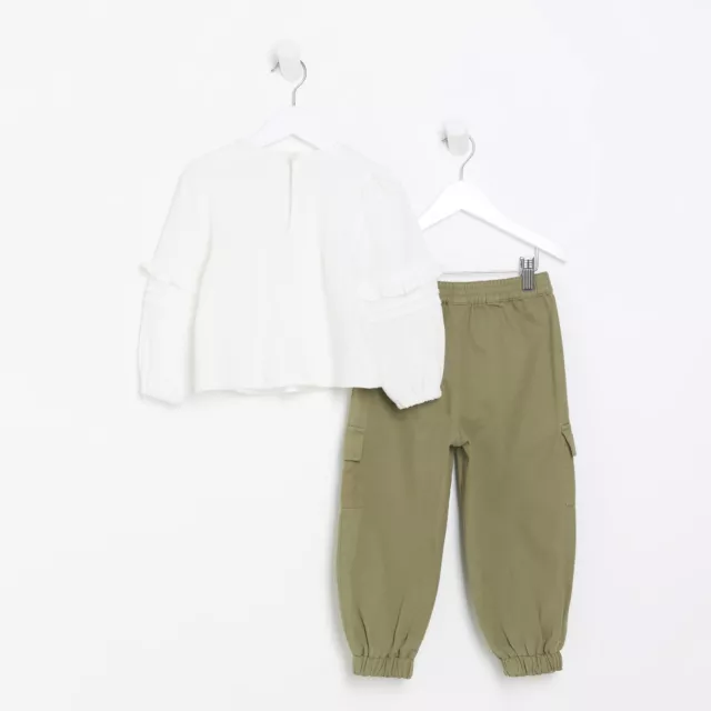 River Island Mini Girls Blouse And Trousers 2 Piece Set White Outfit 2