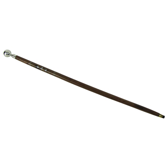 Sturdy Silver Ball Handle Wood Shaft Victorian Cane Walking Stick Wooden Canes