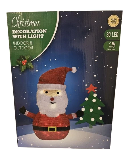 Clôture Décorative De Jardin De Noël LED - Bois, 98 Cm, Lumière Blanche Chaude