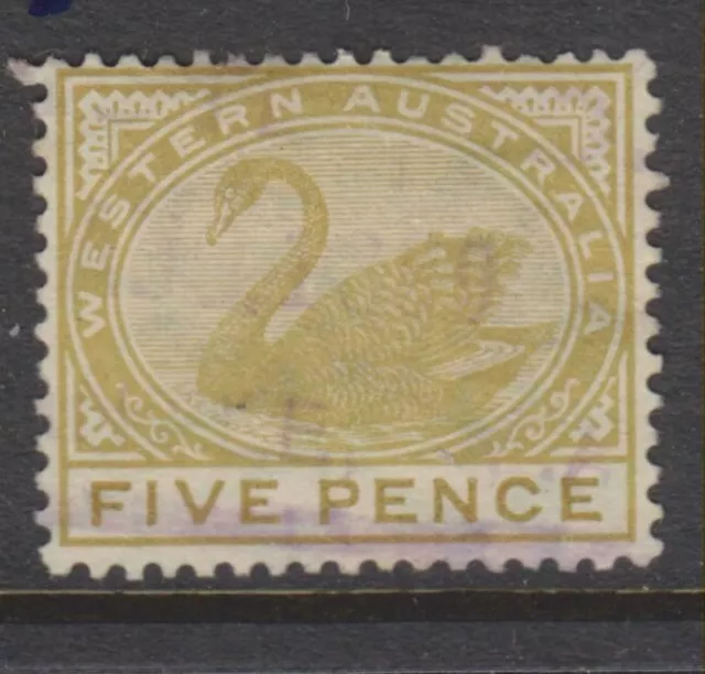 1885-1893 - WESTERN AUSTRALIA - 5d. BISTRE SWAN -P14 - SG 99- W679