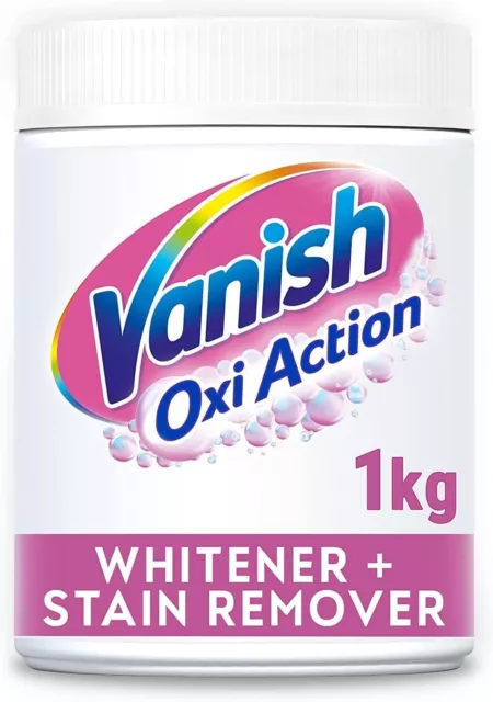 Vanish Oxi Action Whitener and Stain Remover Powder for Whites 1Kg, Pack of 1