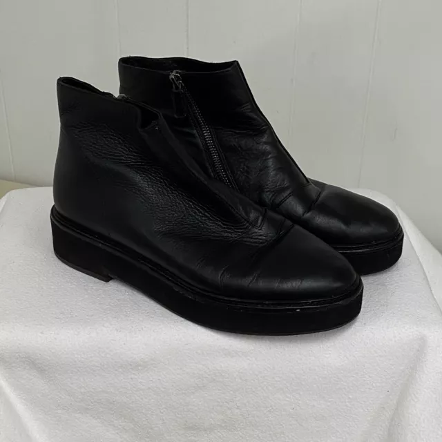 Eileen Fisher Chelsea Boots Womens 8.5 Black Leather Side Zip Platform Booties