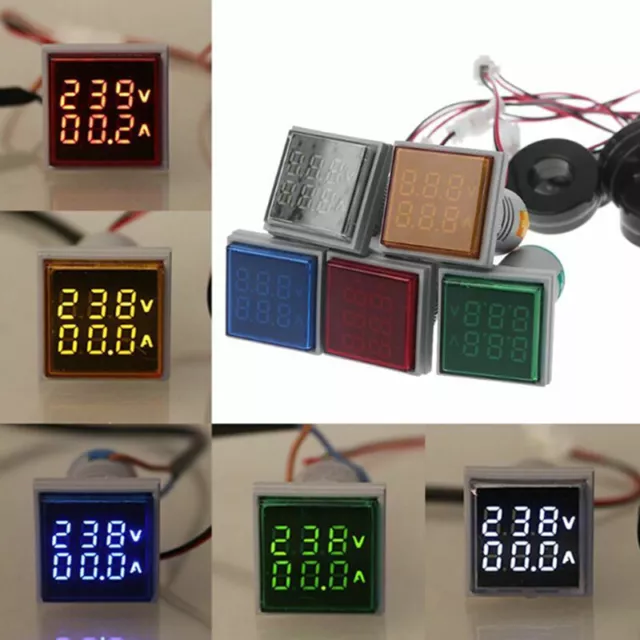 Digital LED Dual Display Voltmeter Ammeter Voltage Gauge Meter AC 60-500V-0-1~m'