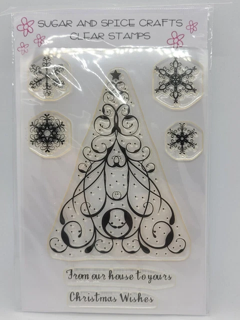Christmas Tree Snow flake clear stamp crafting card making scrap booker