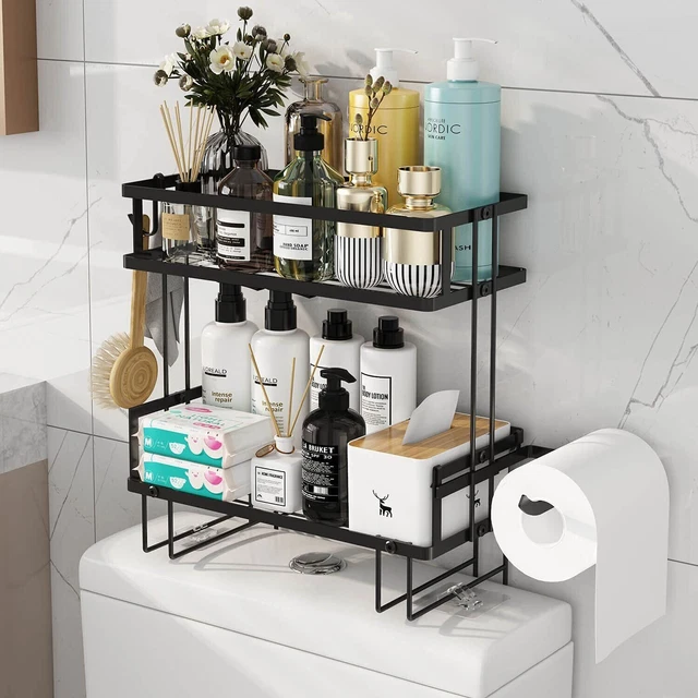 OVER THE TOILET Storage Shelf Bamboo 2Tier Bathroom Space Saver