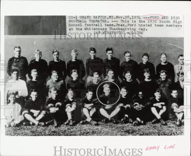 1930 Press Photo President Gerald Ford and 1930 South High School football team