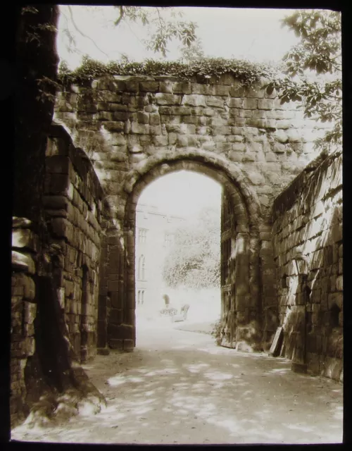 Glass Magic Lantern Slide SHREWSBURY CASTLE NORMAN GATEWAY C1910 OLD PHOTO