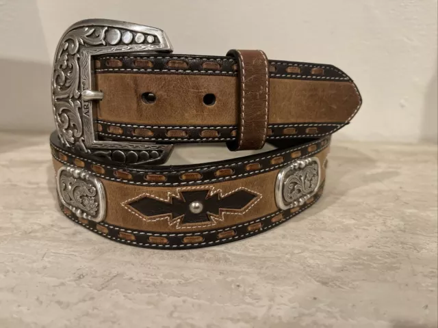 Ariat Western Mens Belt Leather San Juan Conchos Tan Coffee A10004281 36/90