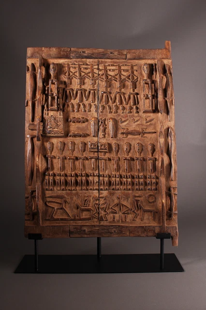 12607 Dogon Kornkammertür Mali With Metal Stand 2