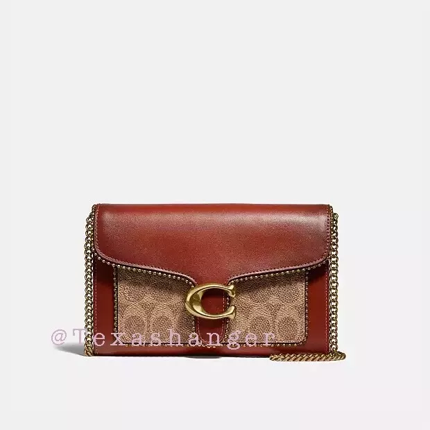 Tabby chain clutch in colorblock signature canvas online