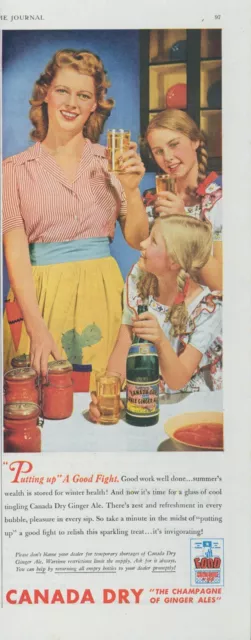 1944 Canada Dry Ginger Ale Canning Mother Daughters Good Fight Print Ad LHJ1