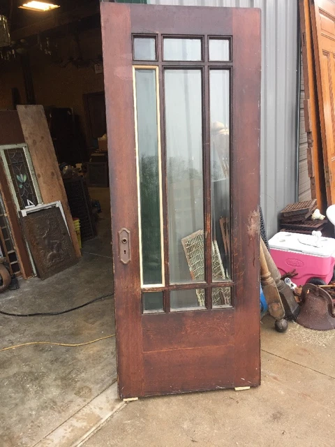 An 70 Antique Pine All Beveled Glass Prairie Style Door 31.5 X 79.5