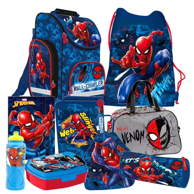 Spiderman 9 Teile Set SCHULRANZEN Ranzen Federmappe Tornister Tasche Marvel stmj