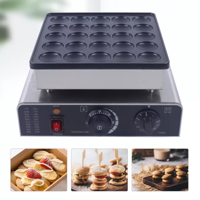 800W Commercial Mini Dutch Pancake Baker 25 Holes Waffle Maker Machine Nonstick