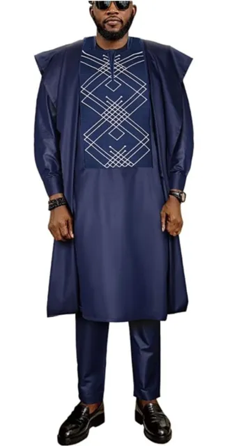 Men's HD 3 Piece Agbada Enbroidered Clothing Outfit