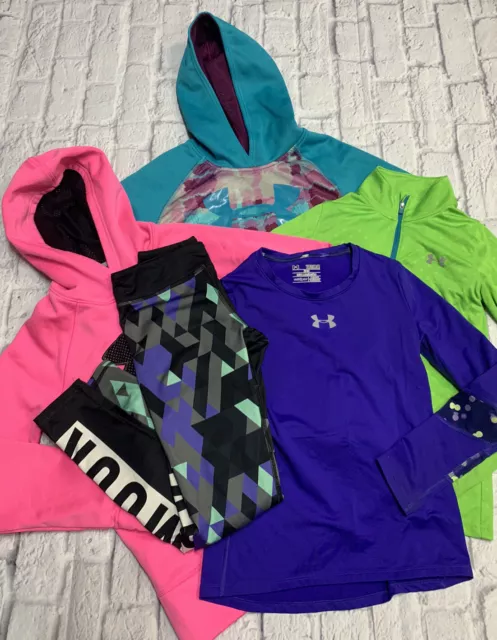 Under Armour Lot Girls Shirt Hoodie Pants Youth Medium 10
