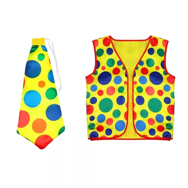 Confezione da 2 Costumi Clown Parrucca Naso Gilet per Cheer Halloween Cosplay Pa B4X7