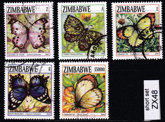 Zimbabwe 2007 Butterflies, short set to $50,000 VFU | Simbabwe ZX48