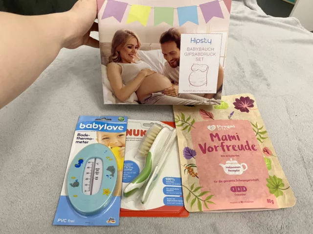 Hipsty Babybauch Gipsabdruck + Null Babybürste Kamm + Schwangerschaftstee Bio