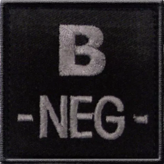 Lot De 10 Ecusson B- Noir Groupe Sanguin B Neg Negatif Patch Scratch Rhesus