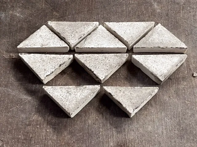 Antique Victorian Maw & Co 1.4” x 1” White triangle Encaustic Floor Tile Reclaim
