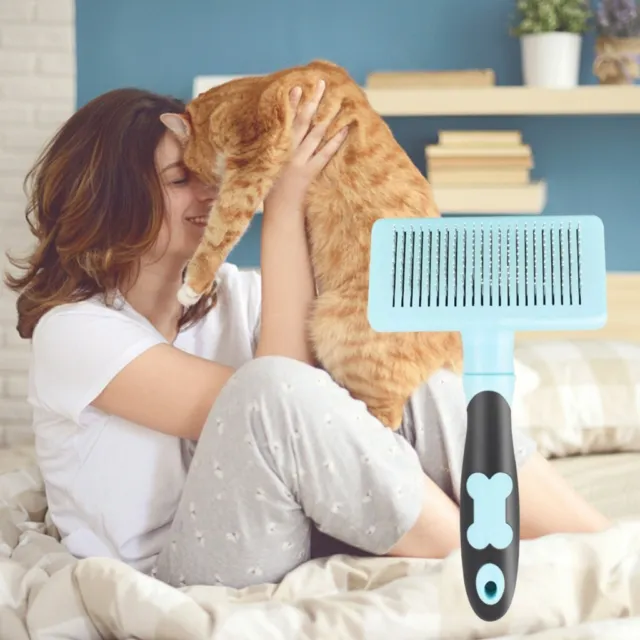 Self Cleaning Dog Cat Hair Slicker Brush Grooming Brush Comb Shedding Tool 2