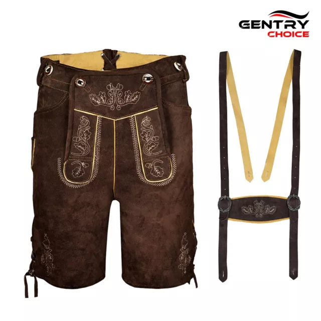 Men Suede Leather Lederhosen Oskar Bavarian Lederhosen German Oktoberfest Dress
