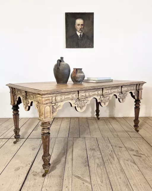 Antique French Carved Oak Console Table