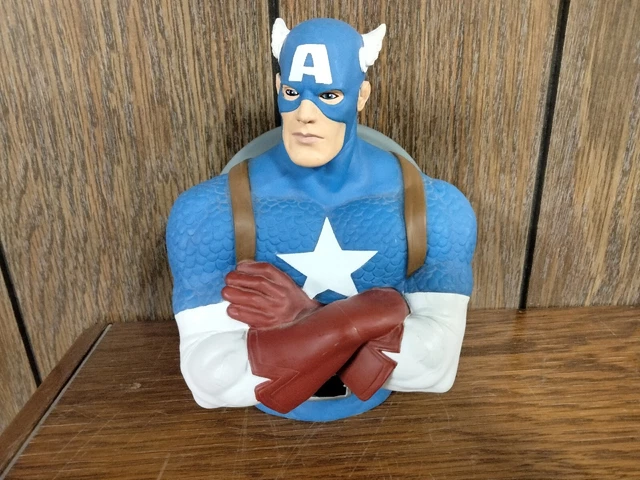 Marvel Captain America Bust Coin Bank / Piggy Bank  ~  7" Tall  NEVER USED*
